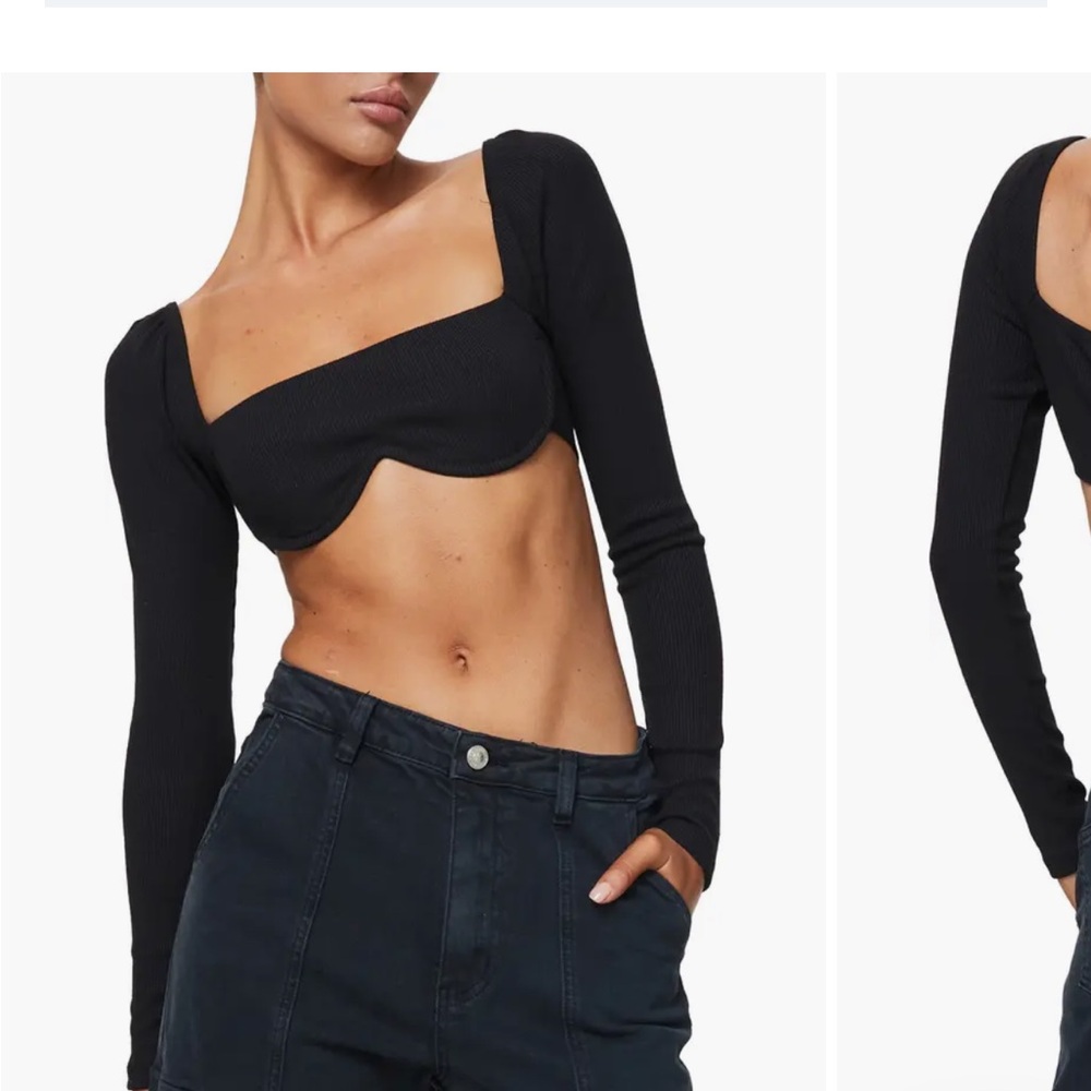 Princess Polly Black Long Sleeve Crop Top